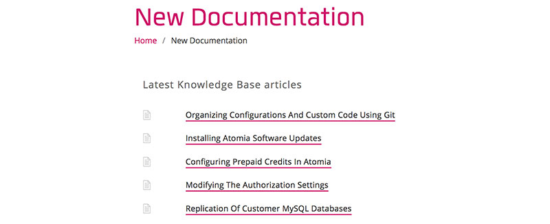 List of new documentation