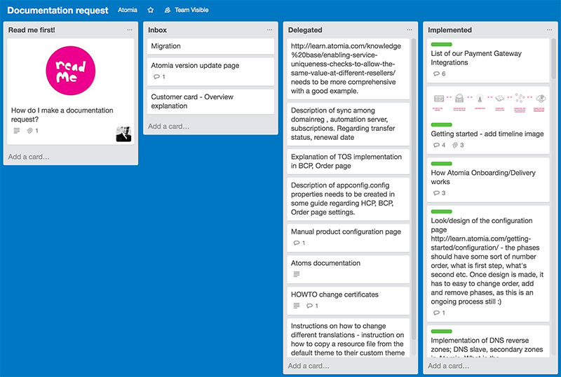 Our documentation request board